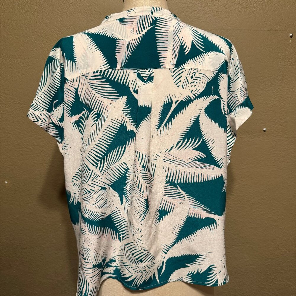 J.CREW LOOSE TUNIC SLEEVELESS SILK SHIRT TOP FLORAL GREEN PATTERN - MEDIUM 6